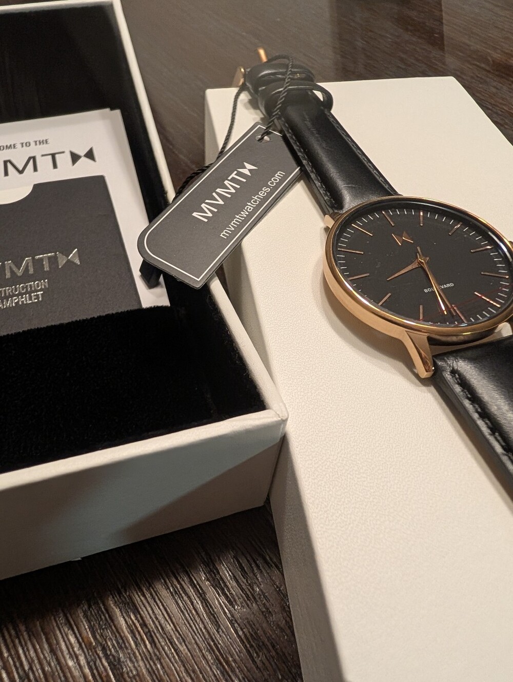 Movement MVMT Boulevard Black With Rose Gold Watch NIB